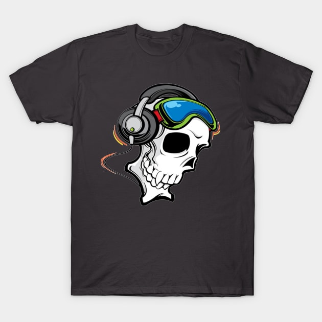 Skull with headphones T-Shirt by amramna